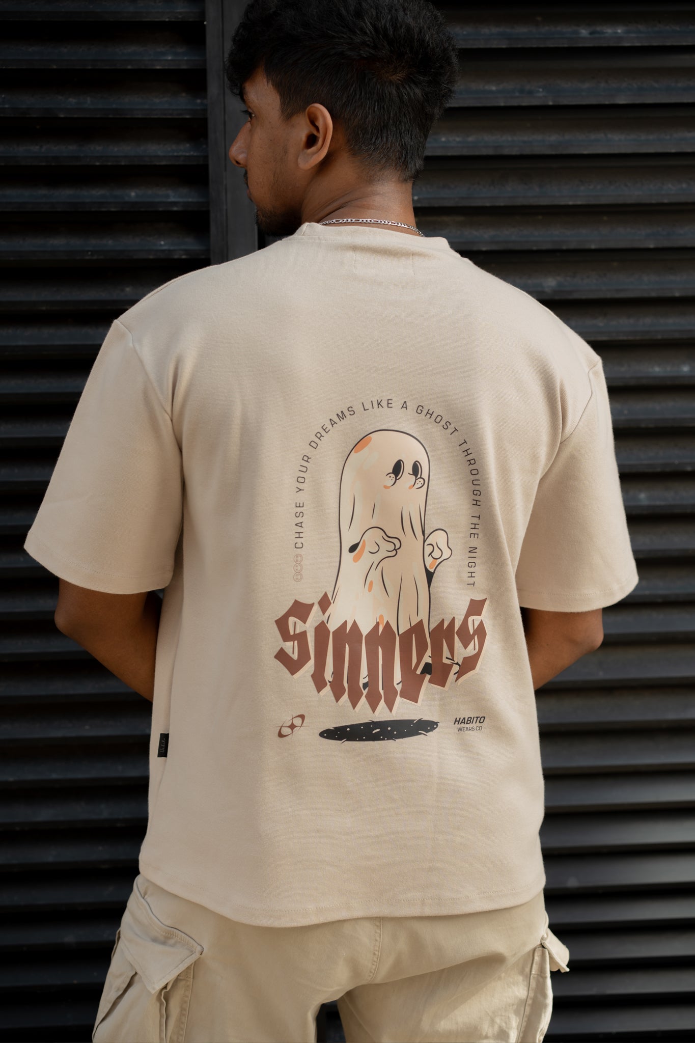 Over Sized Printed Tee - Beige