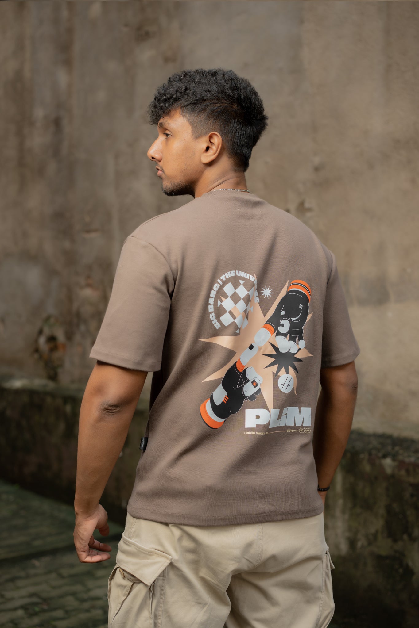 Over Sized Printed Tee - Coffe Brown